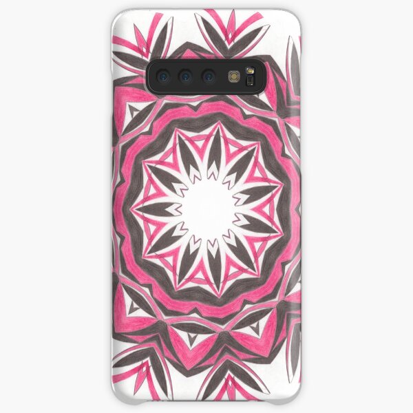 Charcoal and Red Feather Circle Fall Into Winter Design by GreenBeeMee Samsung Galaxy Snap Case