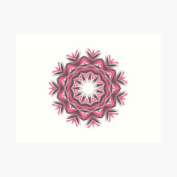 Charcoal and Red Feather Circle Fall Into Winter Design by GreenBeeMee Art Print