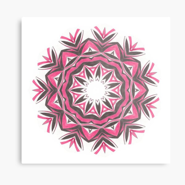 Charcoal and Red Feather Circle Fall Into Winter Design by GreenBeeMee Metal Print