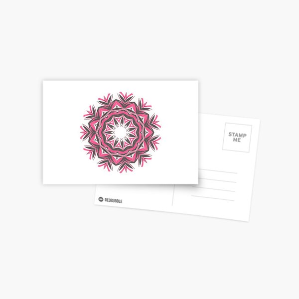 Charcoal and Red Feather Circle Fall Into Winter Design by GreenBeeMee Postcard