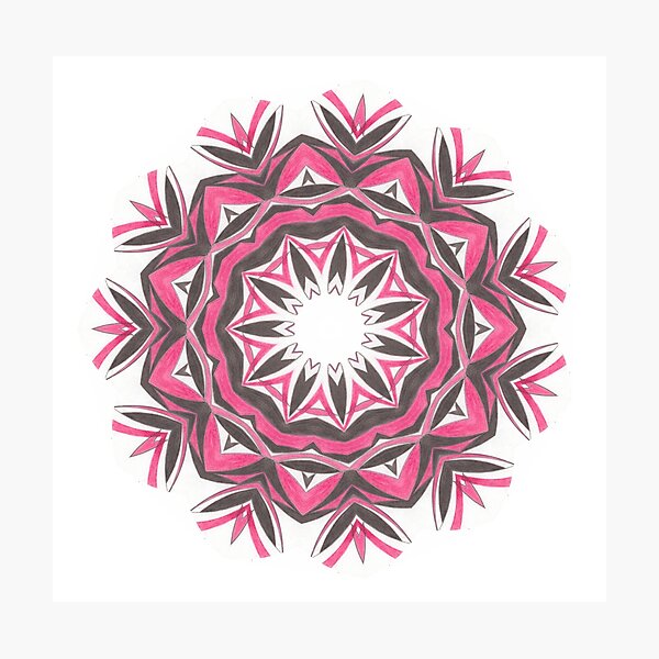 Charcoal and Red Feather Circle Fall Into Winter Design by GreenBeeMee Photographic Print