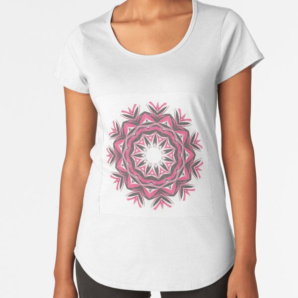 Charcoal and Red Feather Circle Fall Into Winter Design by GreenBeeMee Premium Scoop T-Shirt