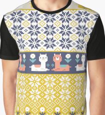 Alpaca Christmas Sweater Pattern Graphic T-Shirt