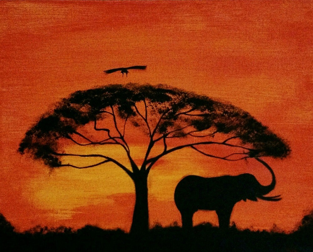 Schoner Afrikanischer Sonnenuntergang U Elefant Von Tenay Ava Marshall Redbubble