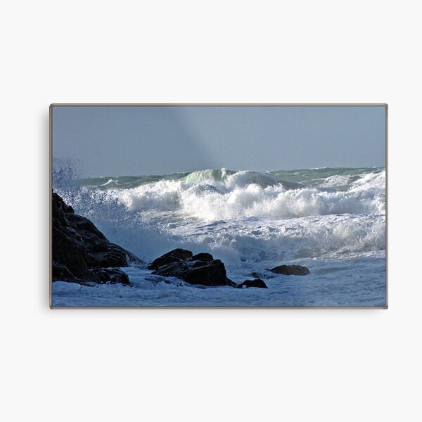 " Rough Sea's at Chapel Porth" Metal Print