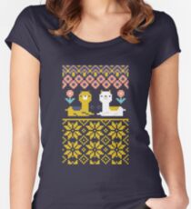Alpaca Christmas Sweater Pattern Women's Fitted Scoop T-Shirt