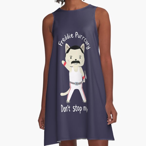 Don't Stop Meow! Cute Freddie Cat - THE ORIGINAL - HIGH QUALITY PRINT A-Line Dress