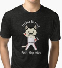Don't Stop Meow! Cute Freddie Cat Tri-blend T-Shirt