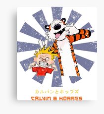 Calvin And Hobbes Retro Japanese Canvas Print