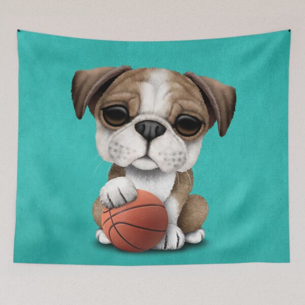 Item preview, British Bulldog Puppy Playing With Basketball designed and sold by JeffBartels.