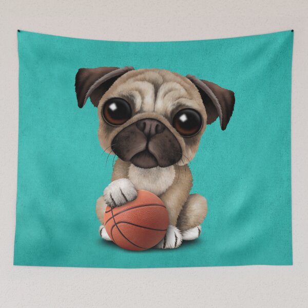 Item preview, Cute Pug Puppy Dog Playing With Basketball designed and sold by JeffBartels.