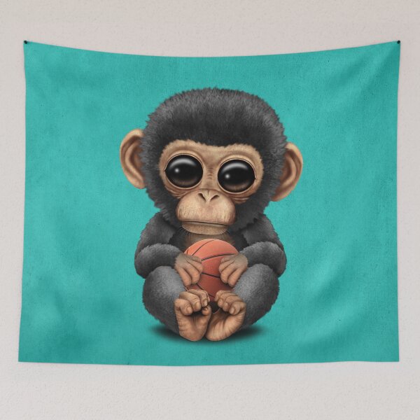 Item preview, Cute Baby Chimp Playing With Basketball designed and sold by JeffBartels.