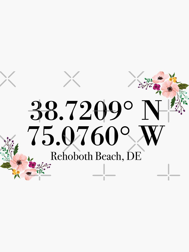 "Rehoboth Beach, DE Coordinates" Sticker for Sale by mynameisliana