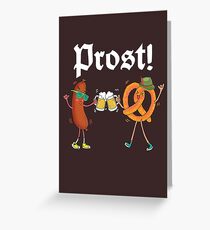 Prost Funny Sausage and Pretzel Cheers Beer Greeting Card