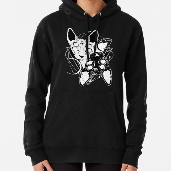 Sphynx cats with ankh and Leviathan cross symbols Pullover Hoodie