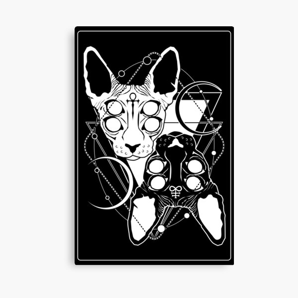 Sphynx cats with ankh and Leviathan cross symbols Canvas Print