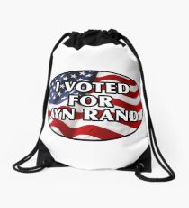 I Voted for Ayn Rand, Funny United States election design for readers, book lovers. Drawstring Bag