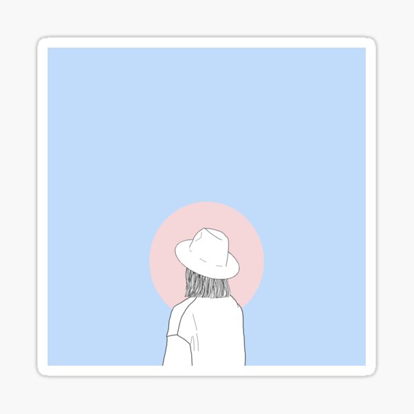 Girl In Hat Stickers Redbubble - pastel blue umbrella hat roblox