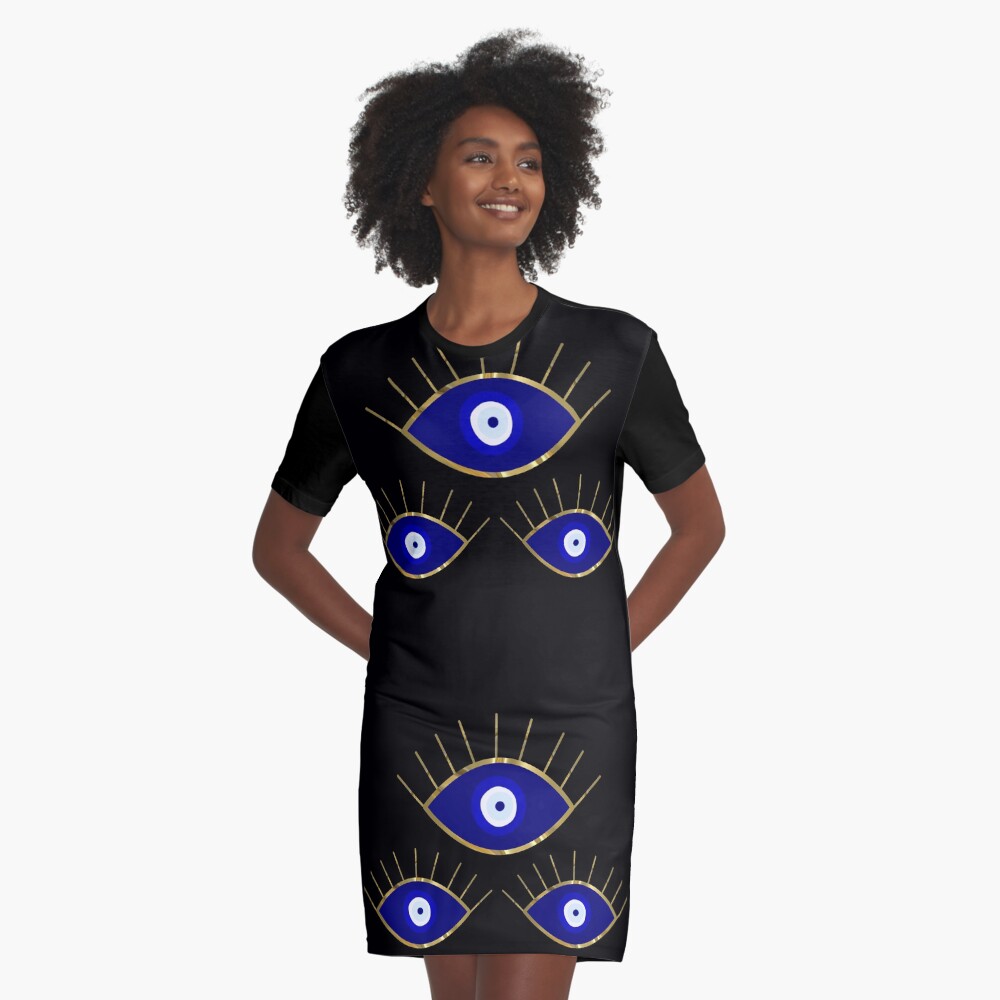 I See You Evil Eye Graphic T-Shirt Dress