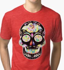 Sugar Skull Design Tri-blend T-Shirt