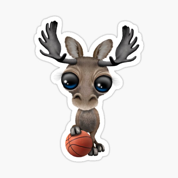Item preview, Cute Baby Moose Playing With Basketball designed and sold by JeffBartels.