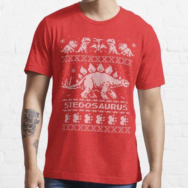 Stegosaurus Winter Holiday Sweater Essential T-Shirt