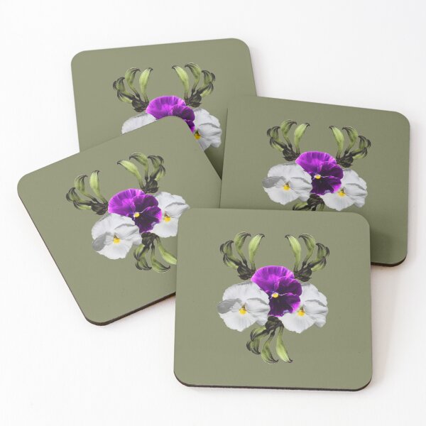 Item preview, Pansies with Kangaroo Paw on Green designed and sold by STHogan2.