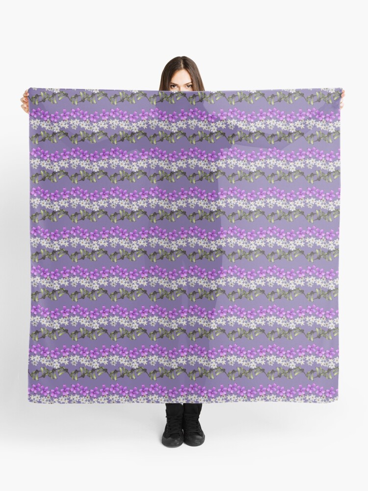 Thumbnail 1 of 3, Scarf, Mixed Floral - Suffragette Colours designed and sold by STHogan.