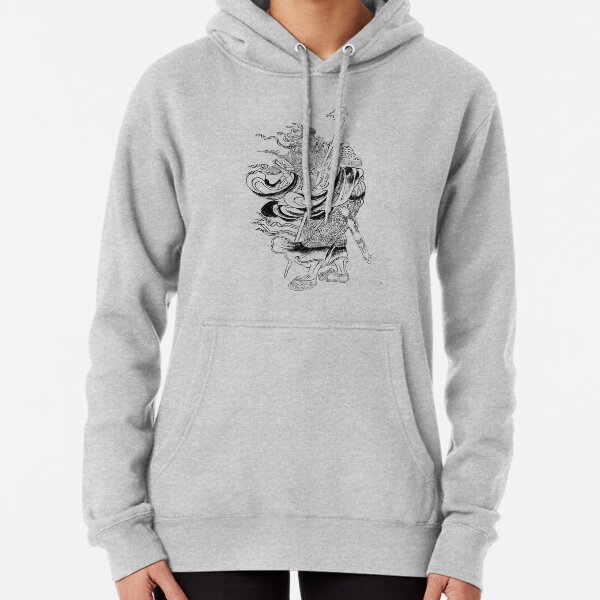 Medieval Fantasy Wizard Saturn Asia Outline Art Pullover Hoodie