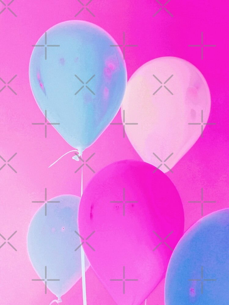 Balloony - Neon Pink Blue Balloons Art by OneDayArt