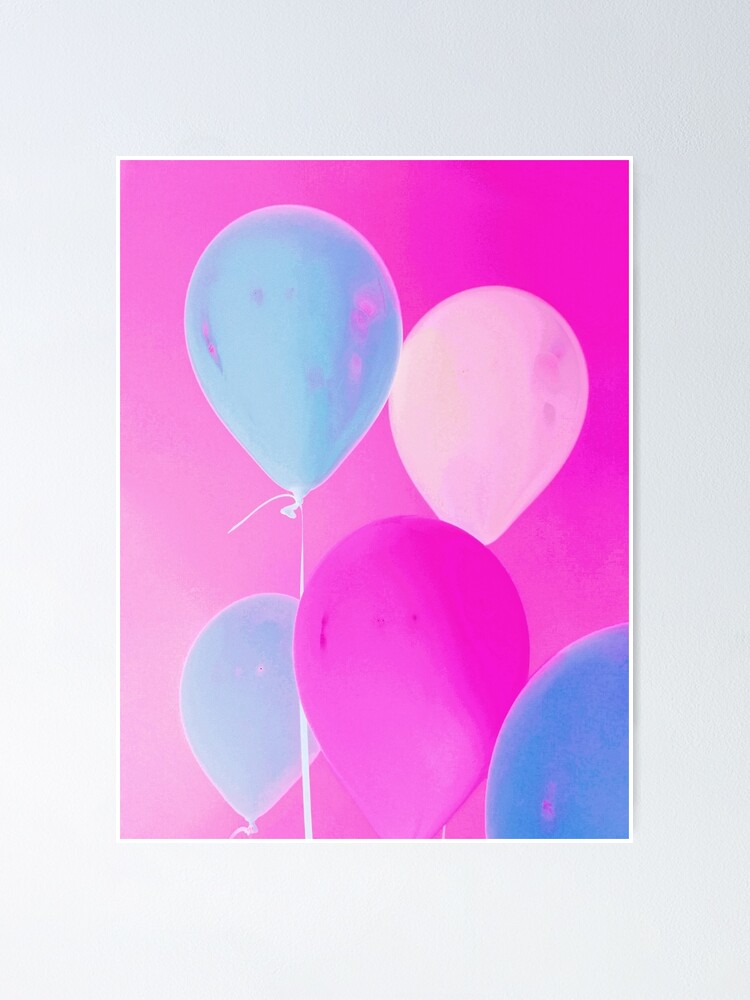 Alternate view of Balloony - Neon Pink Blue Balloons Art Poster