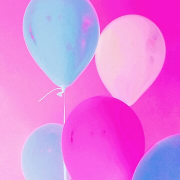Artwork thumbnail, Balloony - Neon Pink Blue Balloons Art by OneDayArt