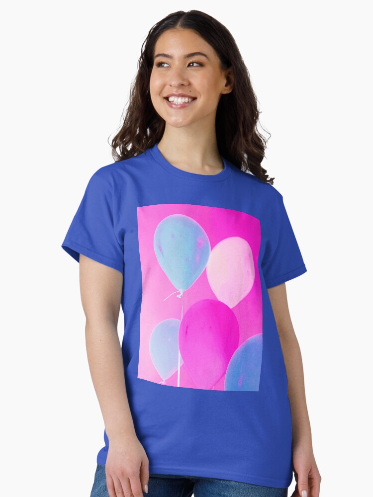 Thumbnail 2 of 7, Classic T-Shirt, Balloony - Neon Pink Blue Balloons Art designed and sold by OneDayArt.