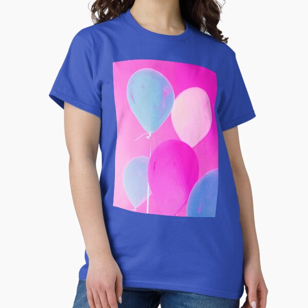 Balloony - Neon Pink Blue Balloons Art Classic T-Shirt