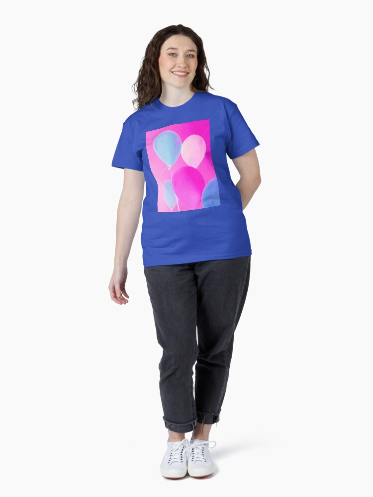 Thumbnail 4 of 7, Classic T-Shirt, Balloony - Neon Pink Blue Balloons Art designed and sold by OneDayArt.