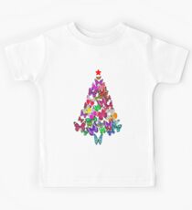 Butterfly Colorful Christmas Tree Kids Tee