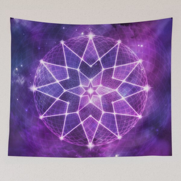 Item preview, Cosmic Geometric Seed of Life Crystal Lotus Star Mandala in Purple designed and sold by jitterfly.