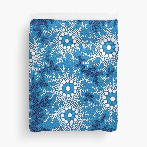 Aboriginal Art Authentic - Waterhole Dreaming Duvet Cover