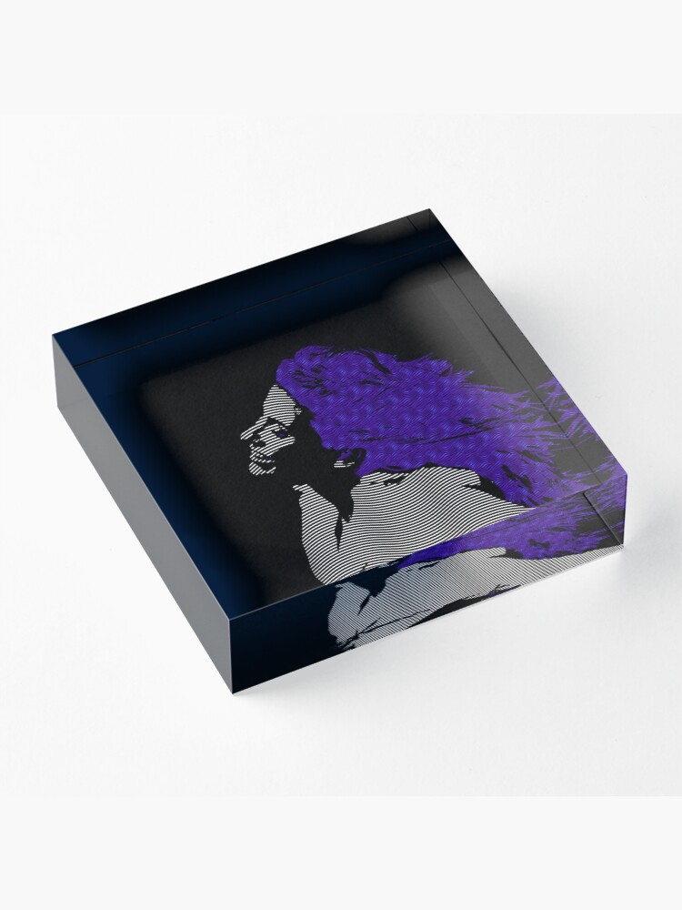 Alternate view of woman blue hair Freedom illustration engraving style Acrylic Block