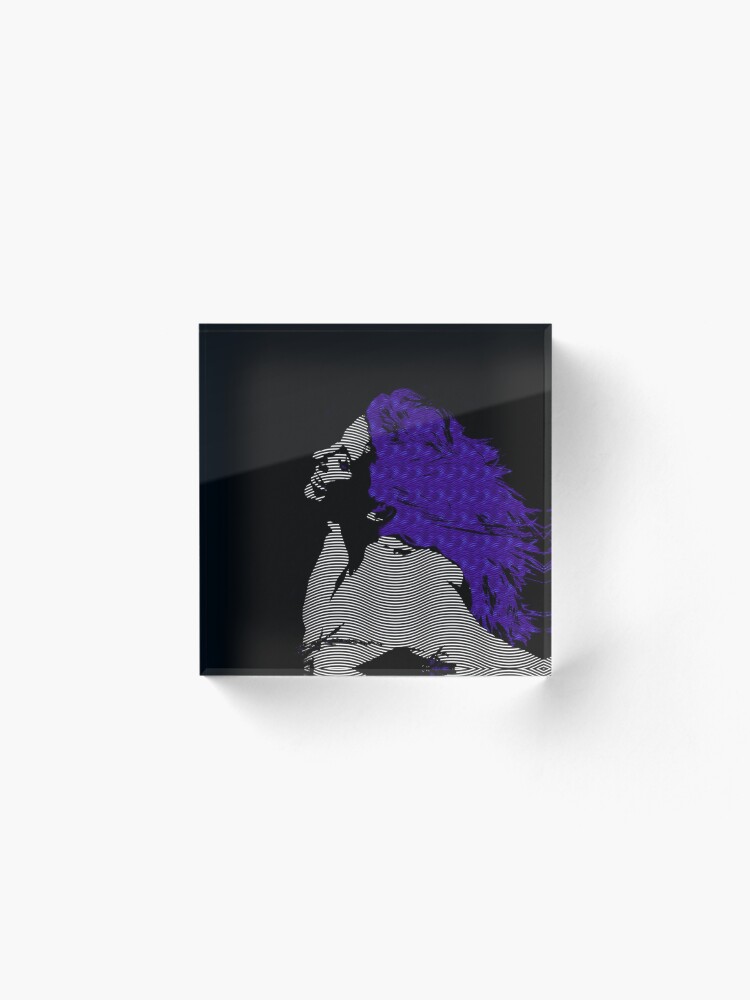 Alternate view of woman blue hair Freedom illustration engraving style Acrylic Block