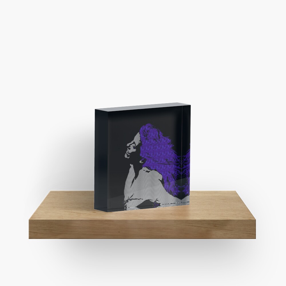 woman blue hair Freedom illustration engraving style Acrylic Block