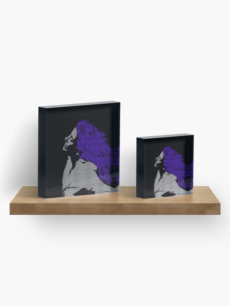 Alternate view of woman blue hair Freedom illustration engraving style Acrylic Block