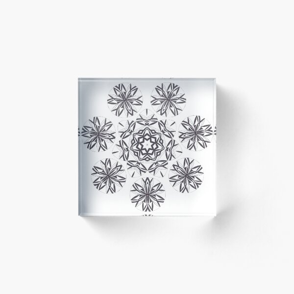 Lite on Dark Monochrome Blast Fall Into Winter Design by Green Bee Mee Acrylic Block