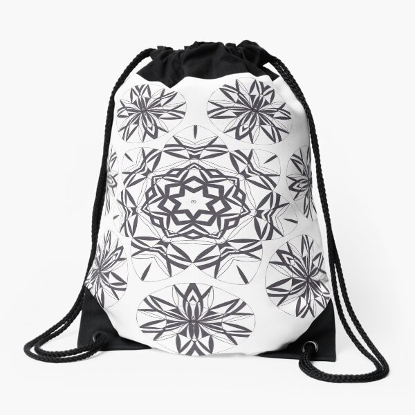 Lite on Dark Monochrome Blast Fall Into Winter Design by Green Bee Mee Drawstring Bag