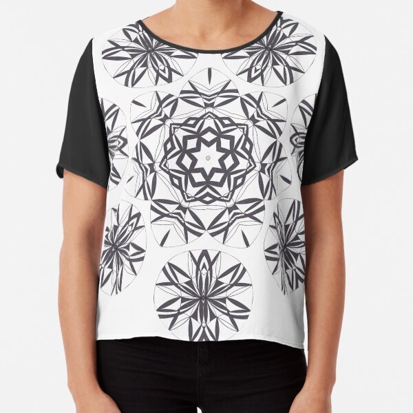 Lite on Dark Monochrome Blast Fall Into Winter Design by Green Bee Mee Chiffon Top