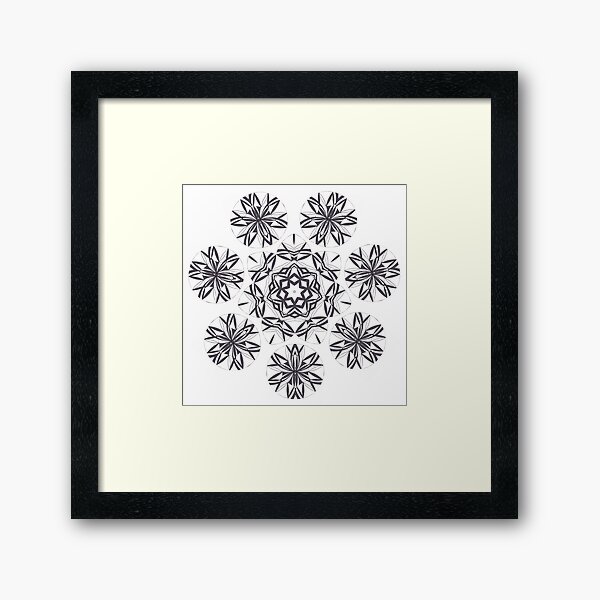 Lite on Dark Monochrome Blast Fall Into Winter Design by Green Bee Mee Framed Art Print
