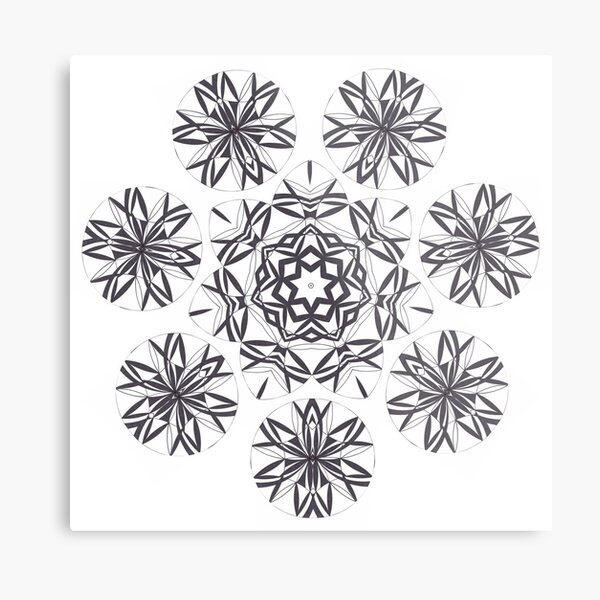 Lite on Dark Monochrome Blast Fall Into Winter Design by Green Bee Mee Metal Print
