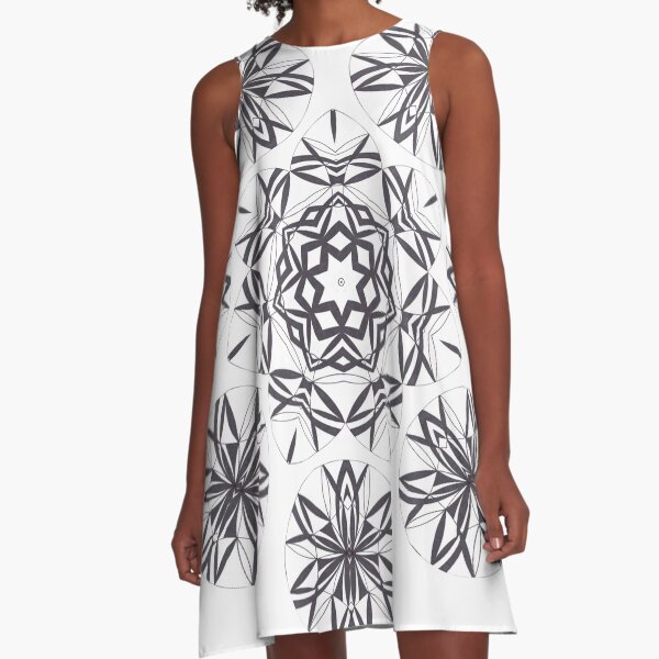 Lite on Dark Monochrome Blast Fall Into Winter Design by Green Bee Mee A-Line Dress