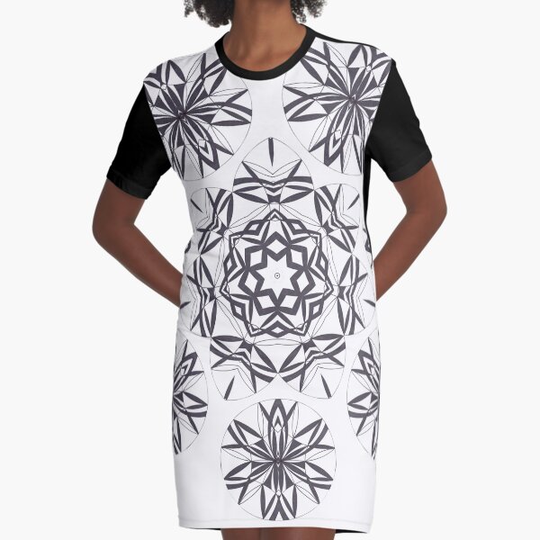 Lite on Dark Monochrome Blast Fall Into Winter Design by Green Bee Mee Graphic T-Shirt Dress