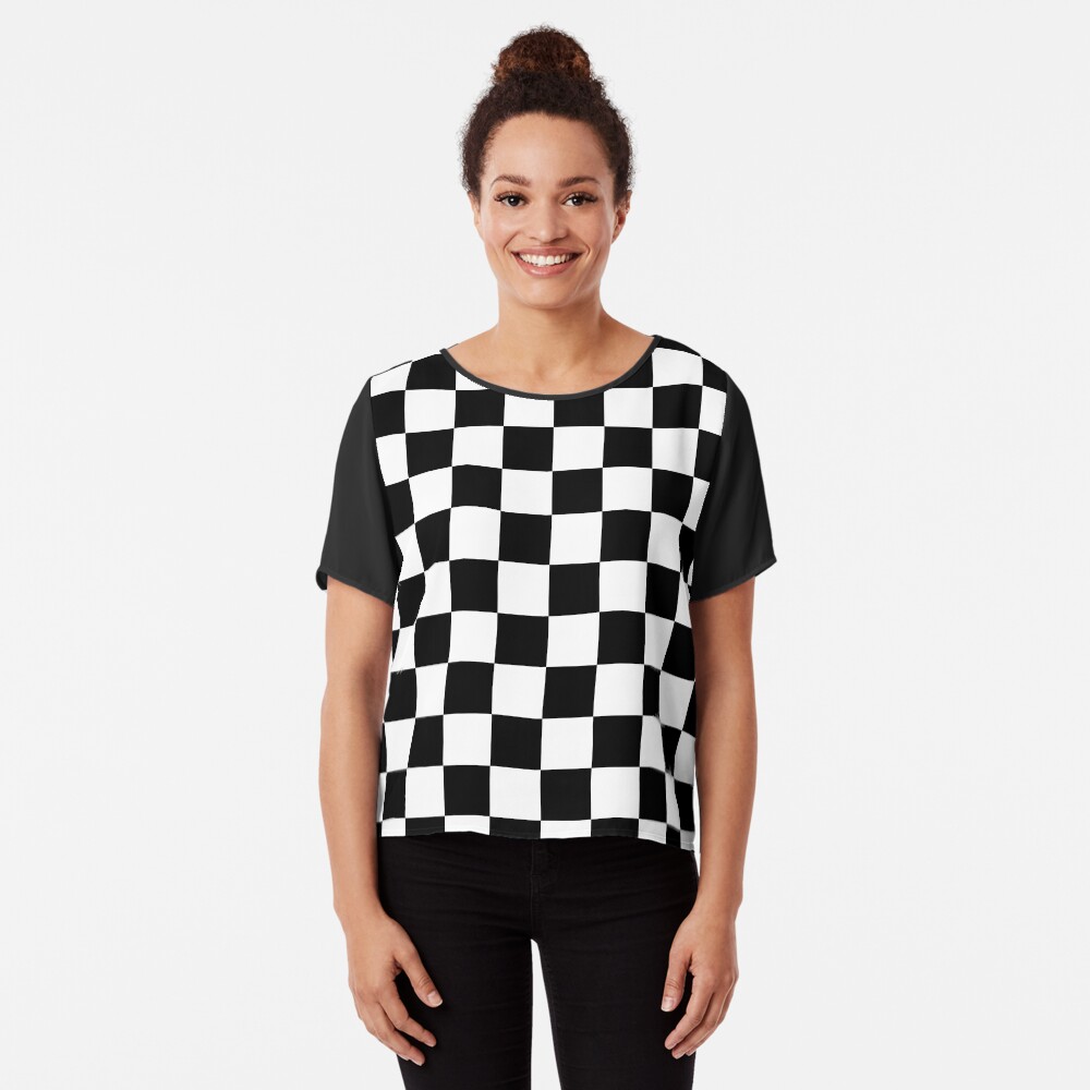 black and white checkered t shirt women's